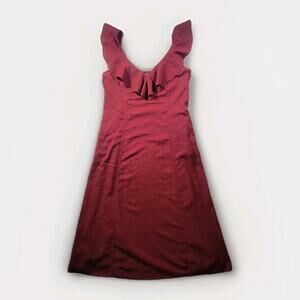 NWT Universal Thread XL Ruffle Sleeve V Neck A Line Maxi Dress Burgundy